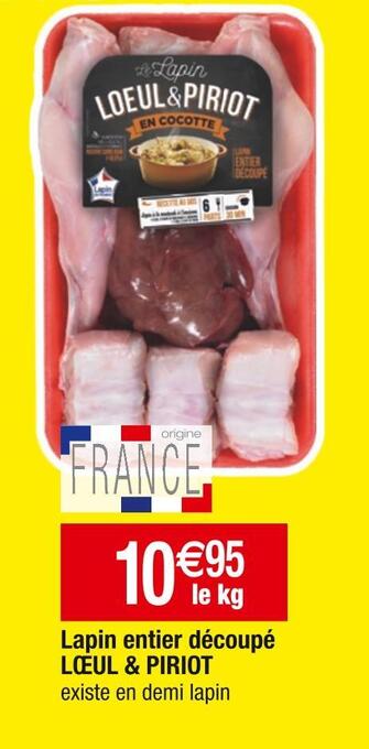 Cora Lœul & piriot lapin entier découpé offre