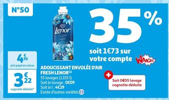 Auchan Supermarché Lenor adoucissant envolée d'air fresh (1) offre