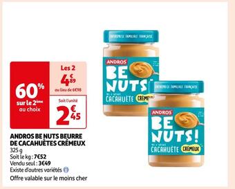 Auchan Supermarché Andros be nuts beurre de cacahuètes crémeux offre