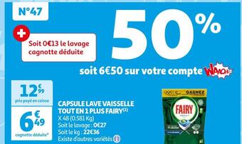 Auchan Supermarché Fairy capsule lave vaisselle tout en 1 plus(1) offre