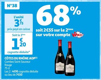 Auchan Supermarché Combes saint sauveur côtes du rhône aop offre
