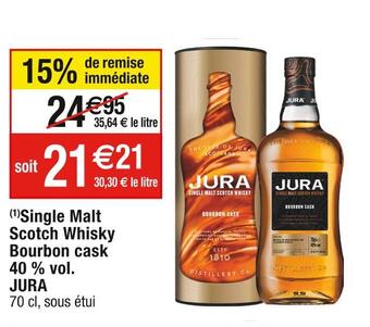 Cora x Carrefour Jura single malt scotch whisky bourbon cask 40 % vol offre