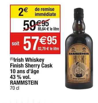 Cora x Carrefour Rammstein irish whiskey finish sherry cask 10 ans d’âge 43 % vol offre