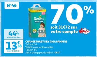 Auchan Supermarché Pampers changes baby dry giga offre