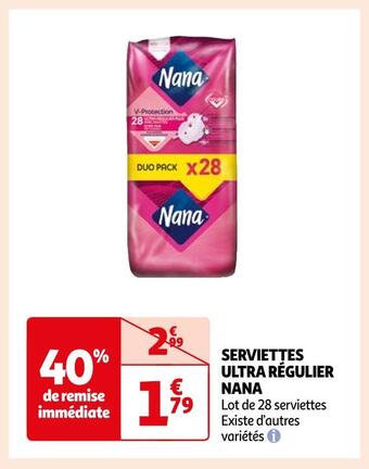 Auchan Supermarché Nana serviettes ultra régulier offre