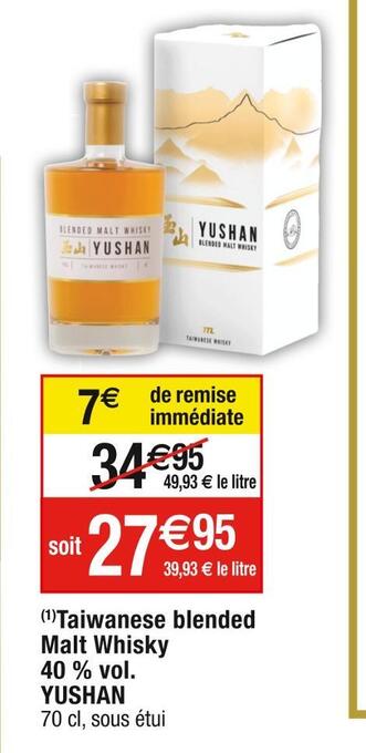 Cora x Carrefour Yushan taiwanese blended malt whisky 40 % vol offre