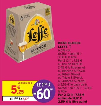 Intermarché Hyper BIÈRE BLONDE LEFFE offre