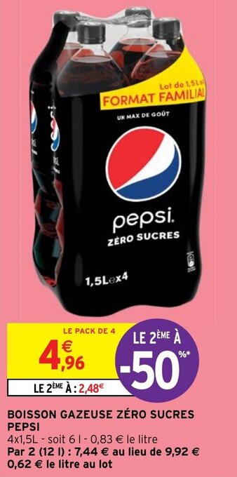 Intermarché Hyper BOISSON GAZEUSE ZÉRO SUCRES PEPSI offre