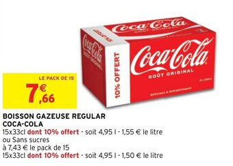 Intermarché Hyper BOISSON GAZEUSE REGULAR COCA-COLA 15x33cl offre