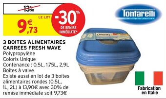 Intermarché Hyper 3 BOITES ALIMENTAIRES CARREES FRESH WAVE offre