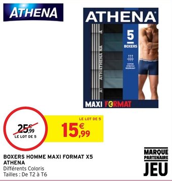 Intermarché Hyper BOXERS HOMME MAXI FORMAT X5 ATHENA offre