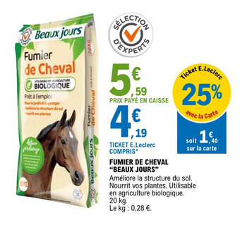 E.Leclerc Jardi FUMIER DE CHEVAL "BEAUX JOURS" offre