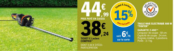 E.Leclerc Jardi TAILLE HAIE ELECTRIQUE 600 W "FOXTER" offre