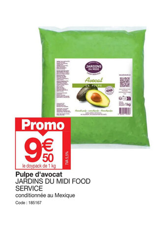 Pulpe d'avocat JARDINS DU MIDI FOOD SERVICE