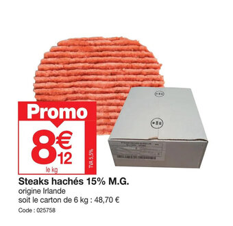 Promocash Steaks hachés 15% M.G. offre