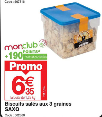 Promocash Biscuits salés aux 3 graines SAXO offre