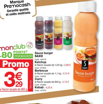 Promocash Sauce burger SAXO offre