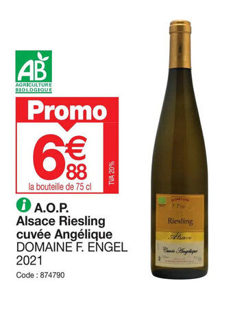 Promocash AOP Alsace Riesling cuvée Angélique DOMAINE F. ENGEL 2021 offre