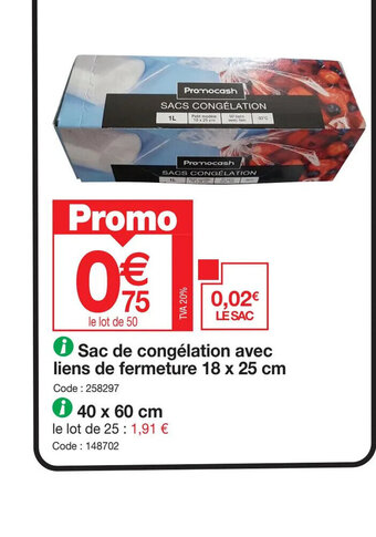 Sac de congélation avec liens de fermeture