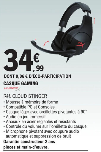 E.Leclerc CASQUE GAMING offre