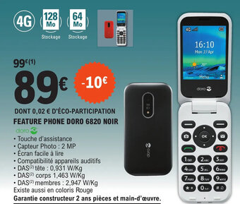 E.Leclerc FEATURE PHONE DORO 6820 NOIR doro offre