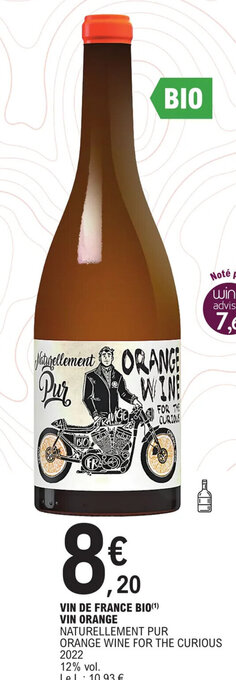 VIN DE FRANCE BIO(¹) VIN ORANGE