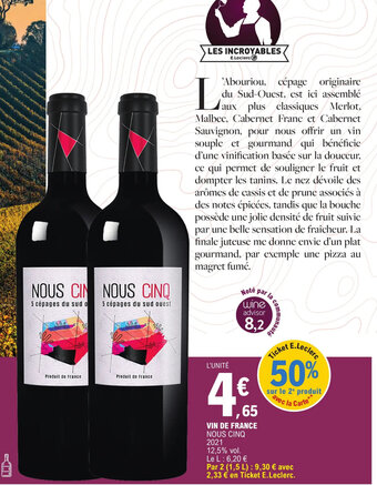 E.Leclerc VIN DE FRANCE NOUS CINQ offre