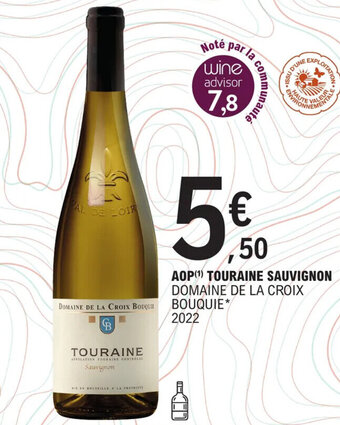 E.Leclerc AOP (¹) TOURAINE SAUVIGNON DOMAINE DE LA CROIX offre