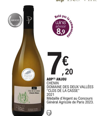 E.Leclerc AOP (¹) ANJOU CHENIN DOMAINE DES DEUX VALLÉES "CLOS DE LA CASSE" offre
