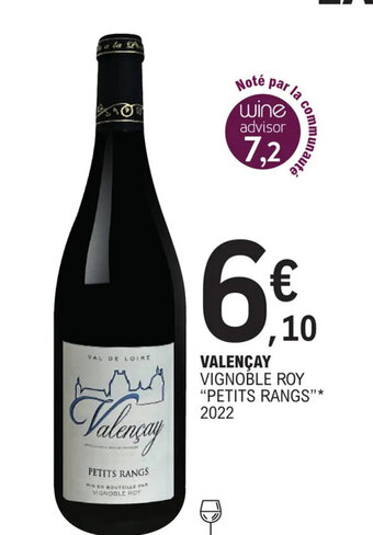 E.Leclerc VALENÇAY VIGNOBLE ROY "PETITS RANGS"* 2022 offre
