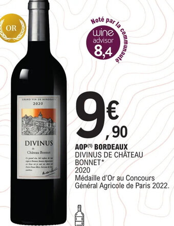 E.Leclerc AOP (¹) BORDEAUX DIVINUS DE CHÂTEAU BONNET* offre