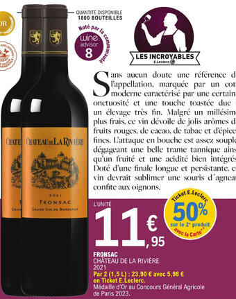E.Leclerc FRONSAC CHÂTEAU DE LA RIVIÈRE offre
