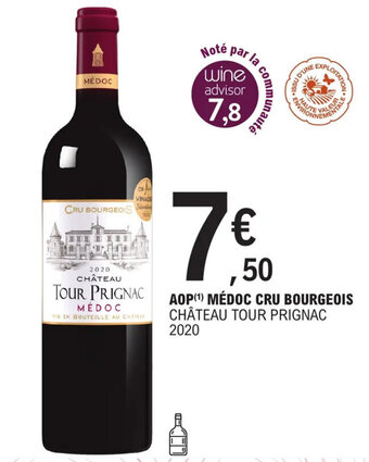 E.Leclerc AOP (¹) MÉDOC CRU BOURGEOIS CHÂTEAU TOUR PRIGNAC 2020 offre