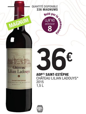 E.Leclerc AOP (¹) SAINT-ESTÈPHE CHÂTEAU LILIAN LADOUYS* 2015 1,5 L offre