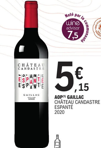 E.Leclerc AOP (¹) GAILLAC CHÂTEAU CANDASTRE ESPANTÉ 2020 offre