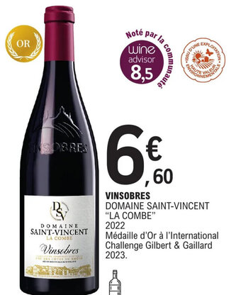 E.Leclerc VINSOBRES DOMAINE SAINT-VINCENT "LA COMBE" offre