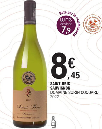 E.Leclerc SAINT-BRIS SAUVIGNON DOMAINE SORIN COQUARD 2022 offre