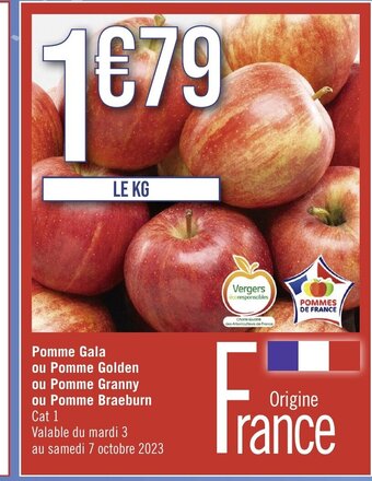Pomme Gala ou Pomme Golden ou Pomme Granny ou Pomme Braeburn