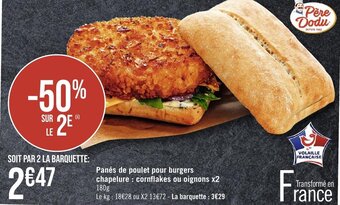 Géant Casino Panés de poulet pour burgers chapelure : cornflakes ou oignons x2 offre