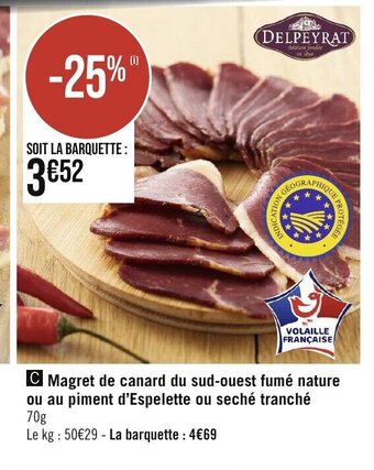 Géant Casino C Magret de canard du sud-ouest fumé nature ou au piment d'Espelette ou seché tranché offre