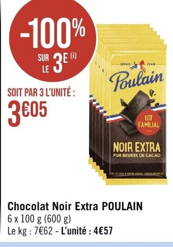 Géant Casino Chocolat Noir Extra POULAIN offre