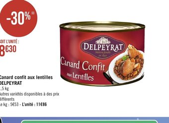 Géant Casino Canard confit aux lentilles DELPEYRAT offre