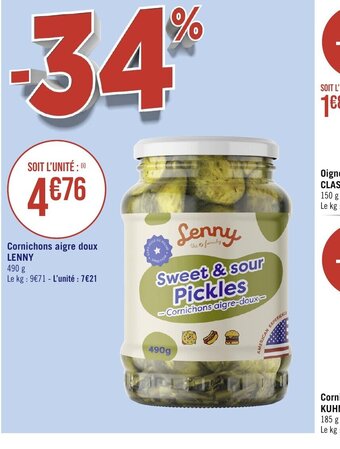 Géant Casino Cornichons aigre doux LENNY offre