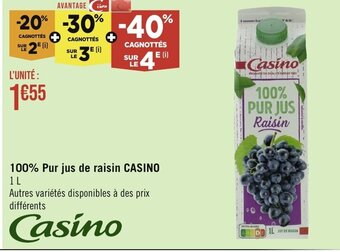 Géant Casino 100% Pur jus de raisin CASINO offre