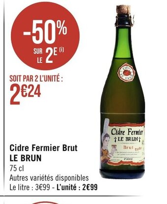 Géant Casino Cidre Fermier Brut offre