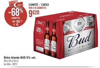 Géant Casino Bière blonde BUD 5% vol. offre