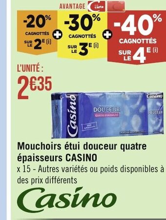 Géant Casino Mouchoirs étui douceur quatre épaisseurs CASINO offre