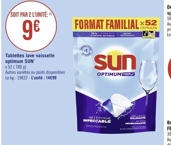 Géant Casino Tablettes lave vaisselle optimum SUN offre