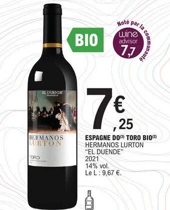 E.Leclerc ESPAGNE DO(3) TORO BIO(2) HERMANOS LURTON "EL DUENDE" 2021 offre