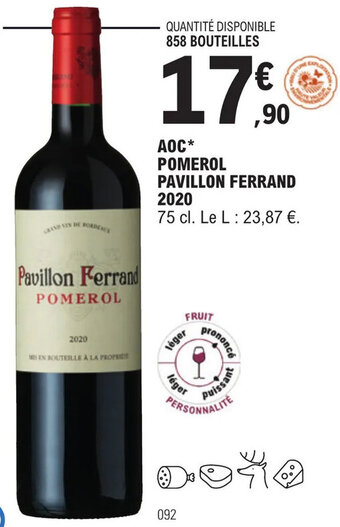 E.Leclerc AOC* POMEROL PAVILLON FERRAND 2020 offre